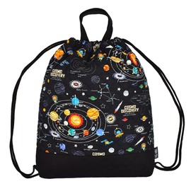 COLORFUL CANDY STYLE N0446700 Boys Nap Sack, Elementary School Students, Stylish, Quilting, Kindergarten Commute, School Commute, Includes Handle, Solar System Planets and Cosmo Planetarium(Black)