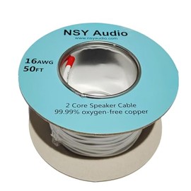 NSY Audio Speaker Wire, Oxygen-Free Copper (OFC) Braided Audio Cable for Home Theater, Surround Sound, Car Stereo, Subwoofer, CL2 Rated, 99.9% Pure Copper, 16-Gauge, 50 feet