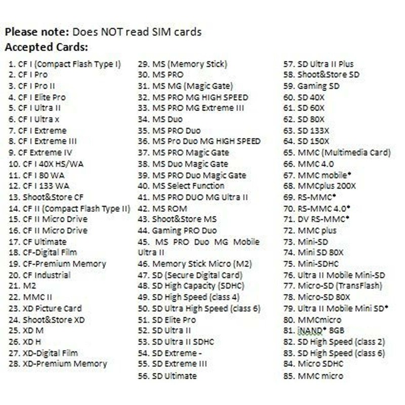 Multibao All in One Multi Card Memory Reader Adapter for