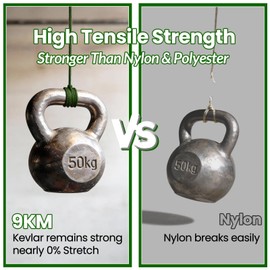 9KM DWLIFE Camo Green Kevlar Cord, 500lb 30ft High Strength, Ultralight, Abrasion Resistance for Trip Wire, Saw, Model Rocket, Hammock Tarp Ridgeline, Tactical Survival for Outdoor