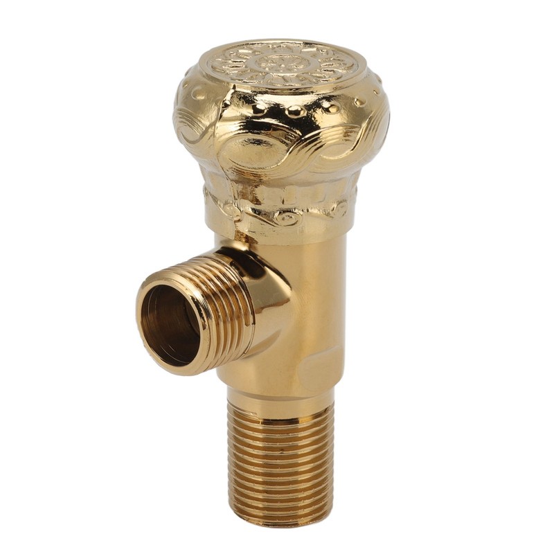 Angle Stop Valve Gold Antique Full Copper Carving Thicken Cold