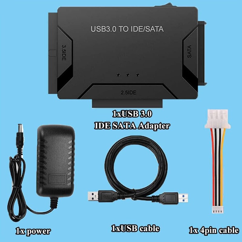 Universal USB 3.0 IDE/SATA Converter 5V/2A External Hard Drive Adapter