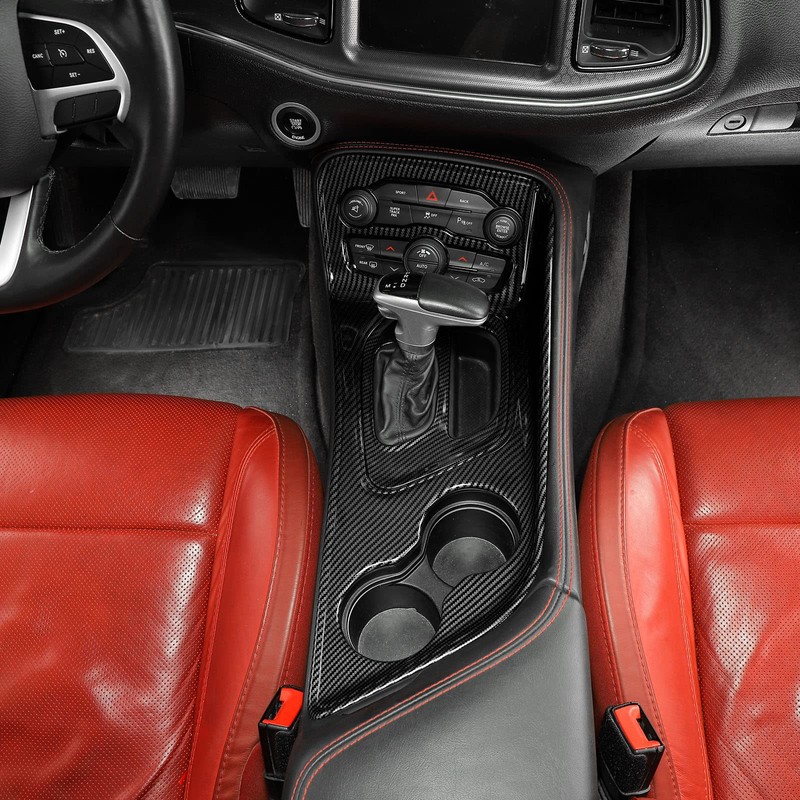 SQQP Carbon Fiber Center Console Gear Shift Panel Cover Trim