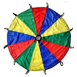 GSi Kids Play Parachute Toy 24 feet with Handles and Carry Bag for Cooperative Play and for Upper-Body Strength | Multi-Colored