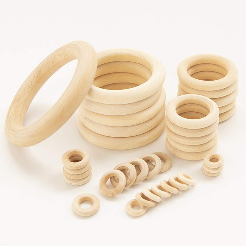 ARTESTAR Pack of 16 (68 mm) Wooden Rings for Crafts,