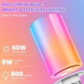 Caupel 10000mAh Rechargeable Led Corn Light Bulb,Battery Operated Light Bulb with Remote Control, E26, 60W Equivalent, 800Lum, 3 Color Temperatures, 12 RGB, Emergency Lamp, 2PC