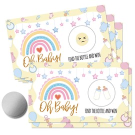 THEBESTU 50 Psc Oh Baby Scratch off Game Cards, Funny Rainbow Scratch Cards for Birthday Baby Shower Party, Lottery Group Enterprises Games Activity Supplies, Baby Shower Birthday Party Supplies