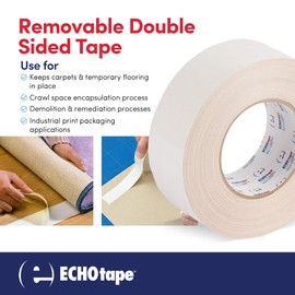 ECHOtape DC-W188F Double Sided Removable Carpet Tape| Double Sided Tape Heavy Duty for Temporary Use | High Performance Adhesive Tape | 2 Sided Tape for Contractors