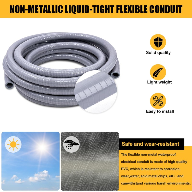 Wocloer Liquid-Tight Conduit 1inch 25 Foot, Flexible Non Metallic Liquid