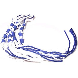Holy Land Market Tzitzits Set of 4 - White with Blue Thread Tassels, Messianic Tzitzit, Royal Blue, Longer Blue Messiah Thread