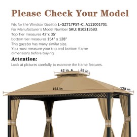 SCOCANOPY Replacement Canopy Cover for Windsor Gazebo L-GZ717PST-C, 810213583,South Hampton Gazebo L-GZ659PST A111011500 (Beige)