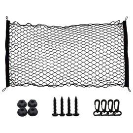 Satiskid Car Cargo Net, 110 x 60cm, Elastic Nylon Baggage Fixed Net with ABS Hook for Car Boot, Trunk, Vehicle, Van, SUV