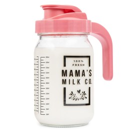 Breast Milk Pitcher with Leak Proof Pop Top Lid - Easy Pour Mason Jar Breastmilk Pitcher for Fridge – Glass Jug with Spout for Formula, Preparing Bottles, and Breast Milk Storage – Family-Owned Brand