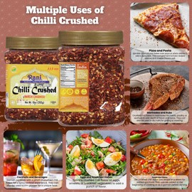 Rani Crushed Red Pepper Flakes Chilli (Pizza Type Cut) 10oz (283g) PET Jar ~ All Natural, No Color added, Gluten Friendly | Vegan | NON-GMO | Kosher | No Salt or fillers
