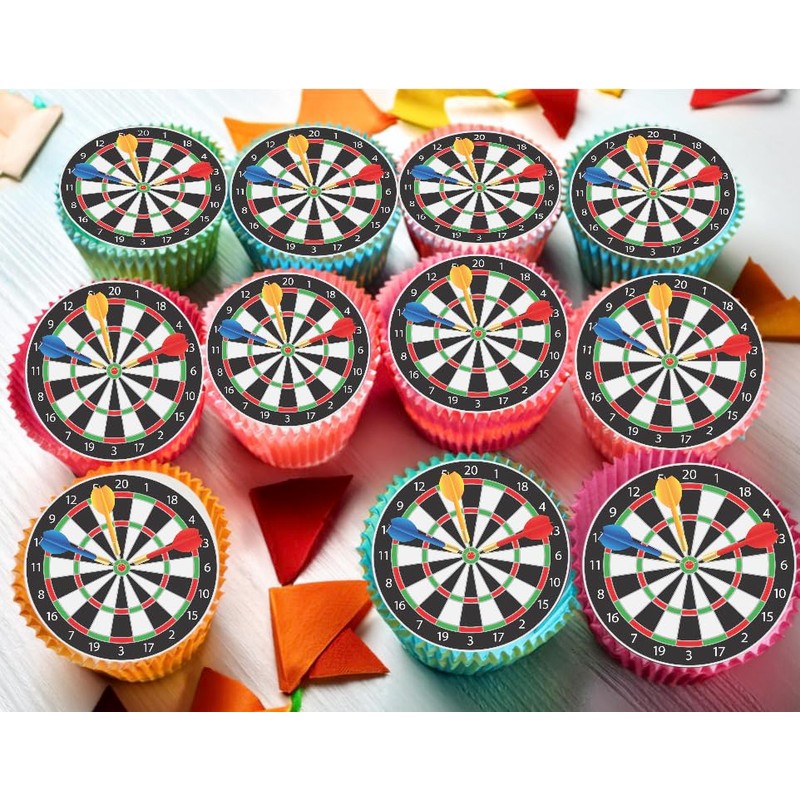 24 x PRE CUT DARTS DARTBOARD ARROWS EDIBLE WAFER CARD
