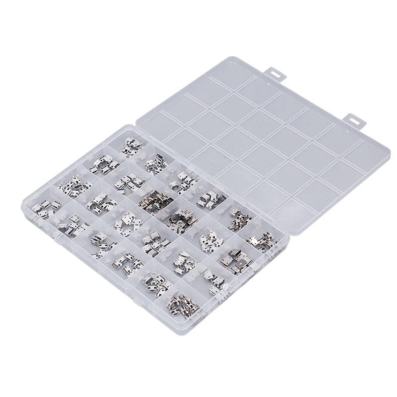 240 Pcs Micro USB Connector Set Stainless Steel Single Row
