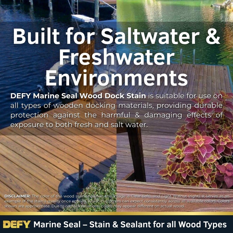DEFY Marine Sealer - Semi-Transparent Waterproof Exterior Wood Stain, Marine