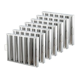 Ajikgn 6Pcs Stainless Steel W x 15.5" H x 1.9" TH Range Baffle, 5 Grooves Restaurant Exhaust Grease, Commercial Kitchen Hood Filter, 430 SS 19.4" Wx15.5 H, slivery, 14 Pounds