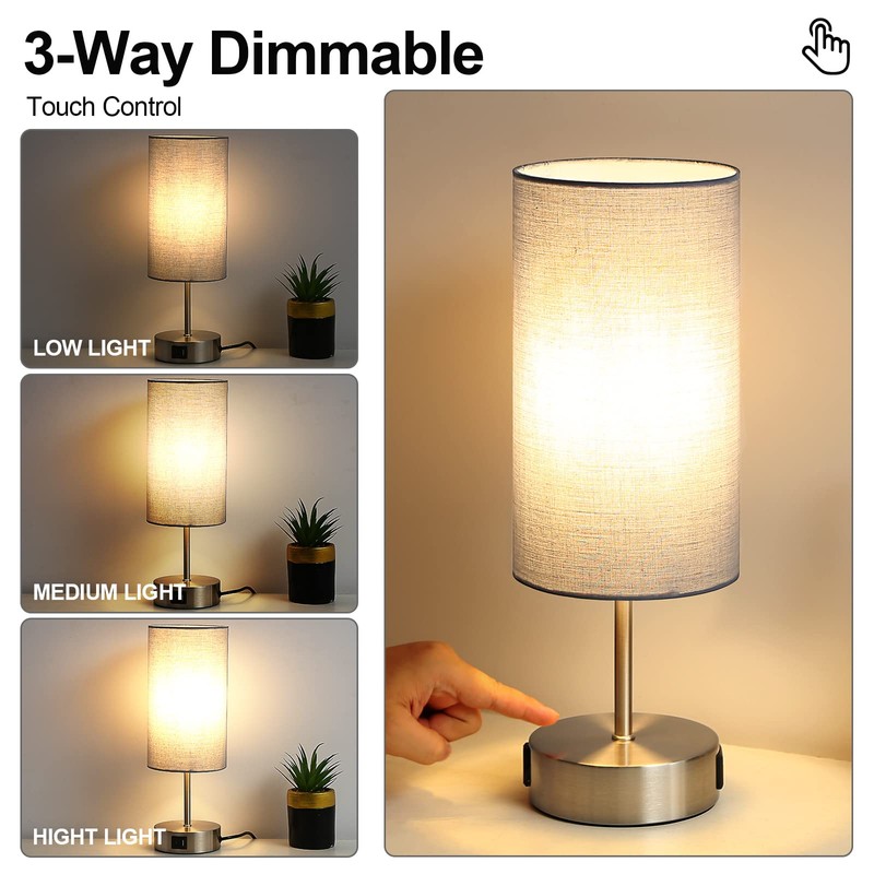 Yarra-Decor 【Upgraded Bedside Lamp with USB A+C Charging Ports &