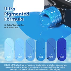 Beetles Blue Gel Polish Set 6 Colors Light Baby Dark Navy Blue Soak off Uv Led Lamp Needed Manicure DIY Home Gifts for Women Ocean Range