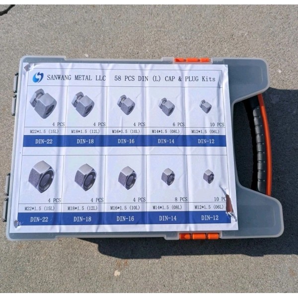 58 Pcs. DIN Light Duty Cap & Plug Assortment Hydraulic