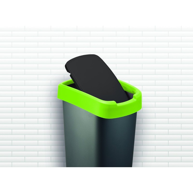 CURVER Flip Bin 10 L Silver/Green 18.9 x 23.5 x