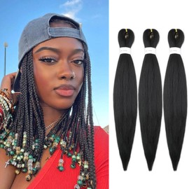 IXIMII #1B Pre Stretched Braiding Hair 12 inch 3 packs Natural Black Braids Hair Straight Prestretched Braids Soft Yaki Texture Synthetic Hair Extensions