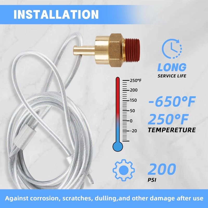 3/8” Air Tank Drain Valve Plug with 60” Cable, Dazakoot