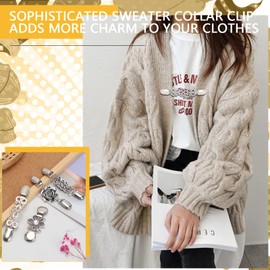 4 PCS Sweater Shawl Clips, Vintage Cardigan Collar Clips Retro Sweater Clips Cardigan Clips Shirt Scarf Clasp Pin for Women Girls, 4 Styles