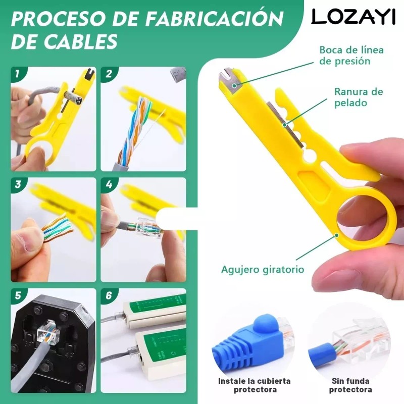 MIZETLI Pinzas Crimpadoras Ponchadoras Rj45 Sacabocados Herramientas
