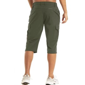 MAGCOMSEN Summer Shorts for Men Big and Tall Below Knee Cropped Pants Hiking Pants Mens Tactical Outdoor Fishing Shorts Green