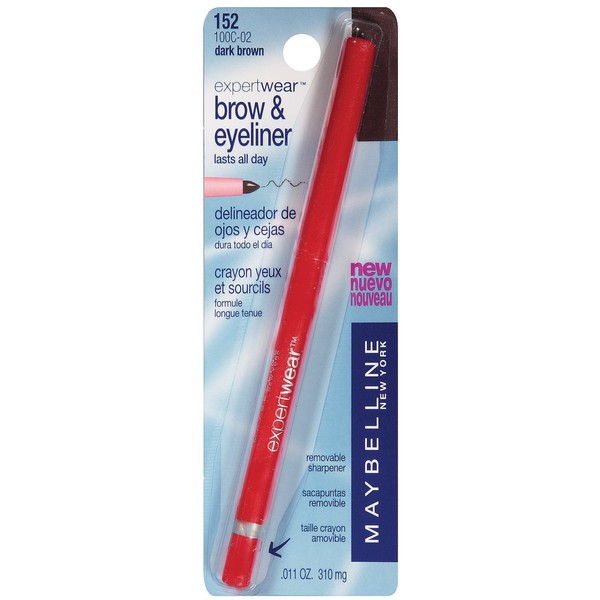 Maybelline Expert Wear Brow & Eyeliner Pencil, Dark Brown, 0.01 oz.