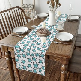 Feelyou Kids Sea Turtle Table Runner 72x13 Inch Ocean Home Kitchen Dining Decor for Living Room Dresser Scarfs for Blue and Black Reptile Tortoise Decorations Indoor Outdoor Party Supply Coastal