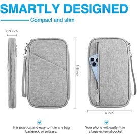 Soporte para pasaporte familiar, portafolios de pasaporte con bloqueo de RFID para mujeres, organizador de documentos de viaje, billeteras de alta calidad, bolsa para pasaporte, Familia-Gris Cuarzo