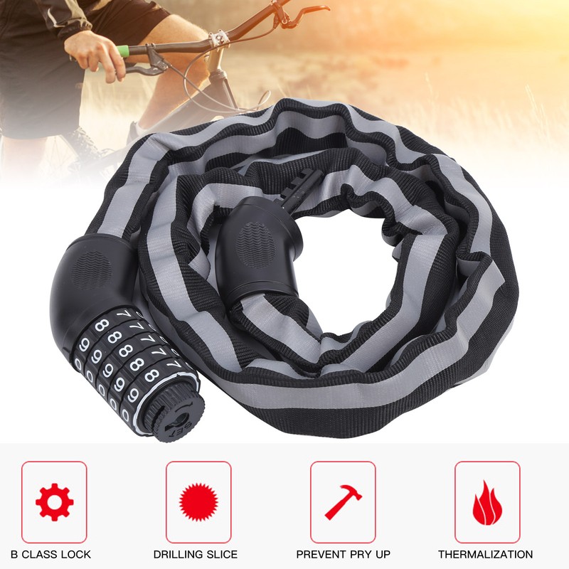 Bike Antitheft Coded Lock Bicycle Cable Lock Keyless Five Password