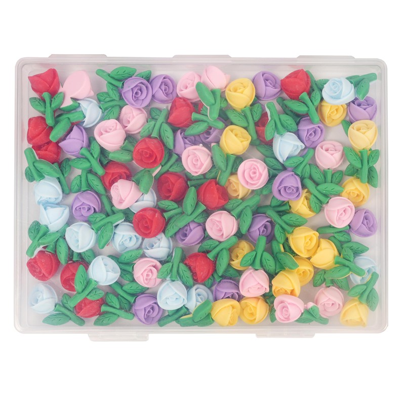 50pcs Slime Charms Cute Resin Rose 5 Colors Resin Charms