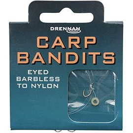 Drennan Carp Bandits Eyed Barbless Hooks to Nylon (10 to 7lb)