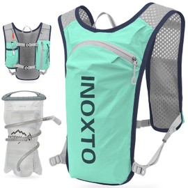 INOXTO Running Hydration Vest Backpack,Lightweight Insulated Pack with 1.5L Water Bladder Bag Daypack for Hiking Trail Running Cycling Race Marathon for Women Men (Light Green)