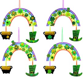 MLOLM 12 Sets St Patrick Day Rainbow Craft Kits Saint Patricks Day Crafts Kits DIY Irish Lucky Shamrock Foam Stickers Black Cauldron Craft Art Kit for Classroom Home Activity Art Project