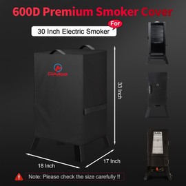Comnova Electric Smoker Cover 30 Inch - 600D Smoker Covers for Masterbuilt Smokers Heavy Duty Waterproof, Outdoor Vertical Smoker Cover for Masterbuilt, Cuisinart, Dyna-glo, 18" W x 17" D x 33" H