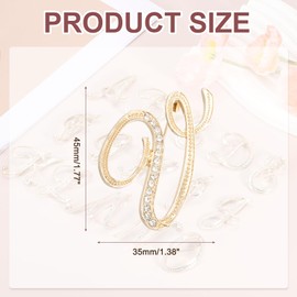 PATIKIL Letter Brooch Pins, Initial Letter V Rhinestone Broaches Metal Crystal Alphabet A-Z Lapel Pin for Women Jewelry Gift Suit Clothes Hat Dress Coat Craft, Gold Tone