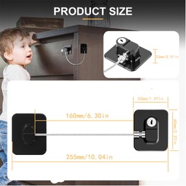 Pack of 2 Fridge Lock with Key Child Lock Cabinet Washing Machine Lock Cabinet Lock for Children Lock Toilet Lock Children for Fridges, Cupboards, Wardrobes (Black)