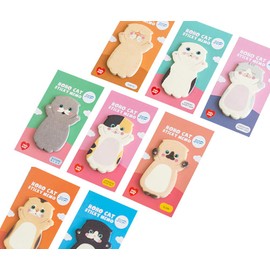 moin moin Sticky Notes, Post-it Notes, Memo, Yay! Pose Cats, 8-Piece Set (Russian Blue/American Shorthair/Calico/Tuxedo, etc.) 1810po79