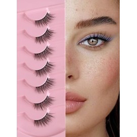 Pestañas Postizas De Media Pestaña, Aspecto Natural, Estilo Ojo De Gato, 14 Mm, Tenues, Con Banda Fina, Volumen 3D, Suaves, Paquete De 7 Pares De...  