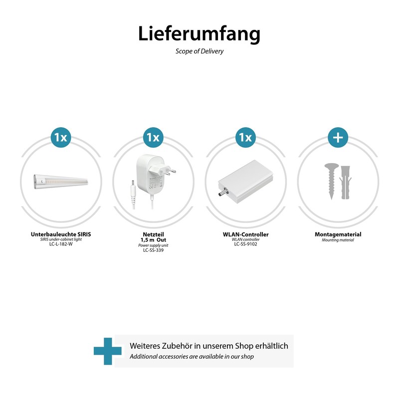ledscom.de Siris Smart LED Under-Unit Light White Matt with Power