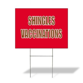 Weatherproof Yard Sign Shingles Vaccinations Advertising Printing Red Lawn Garden Flu Shots Banners 24x18 Inches 2 Sides Print