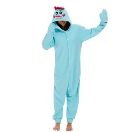 Laahoem Rick Pyjamas Unisex Adult Hooded Men Women Jumpsuit Costume Cosplay Sleepwear, blue