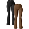 OQQ Women's 2 Piece Flared Pants Ribbed Fold Over Kick