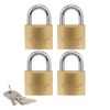 Hotehce 4-Piece Brass Padlock Set 40 mm Fixed Brass Padlocks