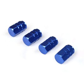 4pcs Car Tyre Valve Caps Aluminium Metal Car Tyre Air Valve Caps Dust Stem Cover for Cars Bike Motorcycle (Blue)